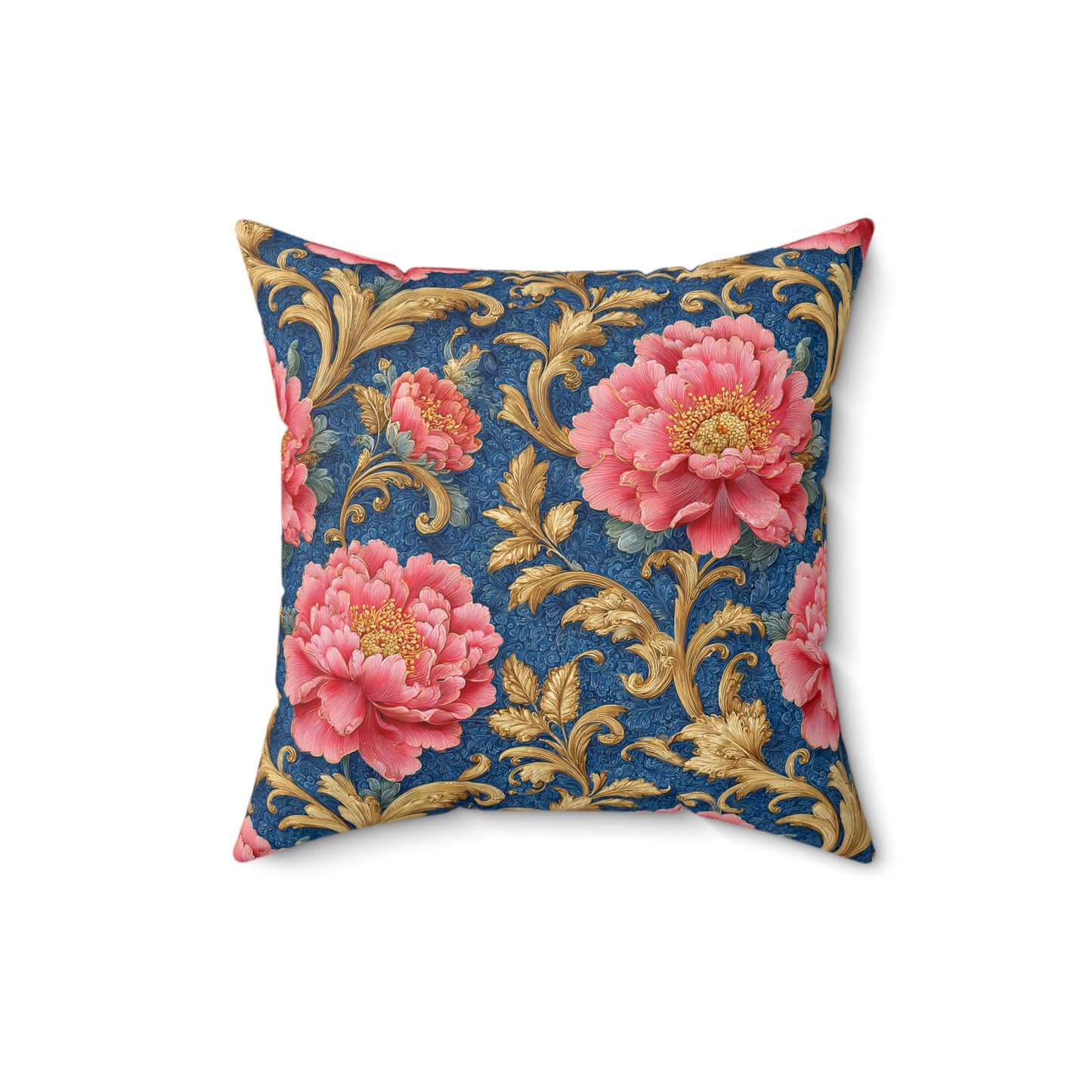 Luxury Baroque Throw Pillow  Garden Coral Peony Floral
