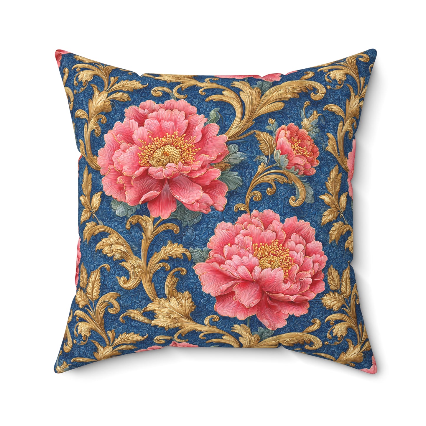 Luxury Baroque Throw Pillow  Garden Coral Peony Floral