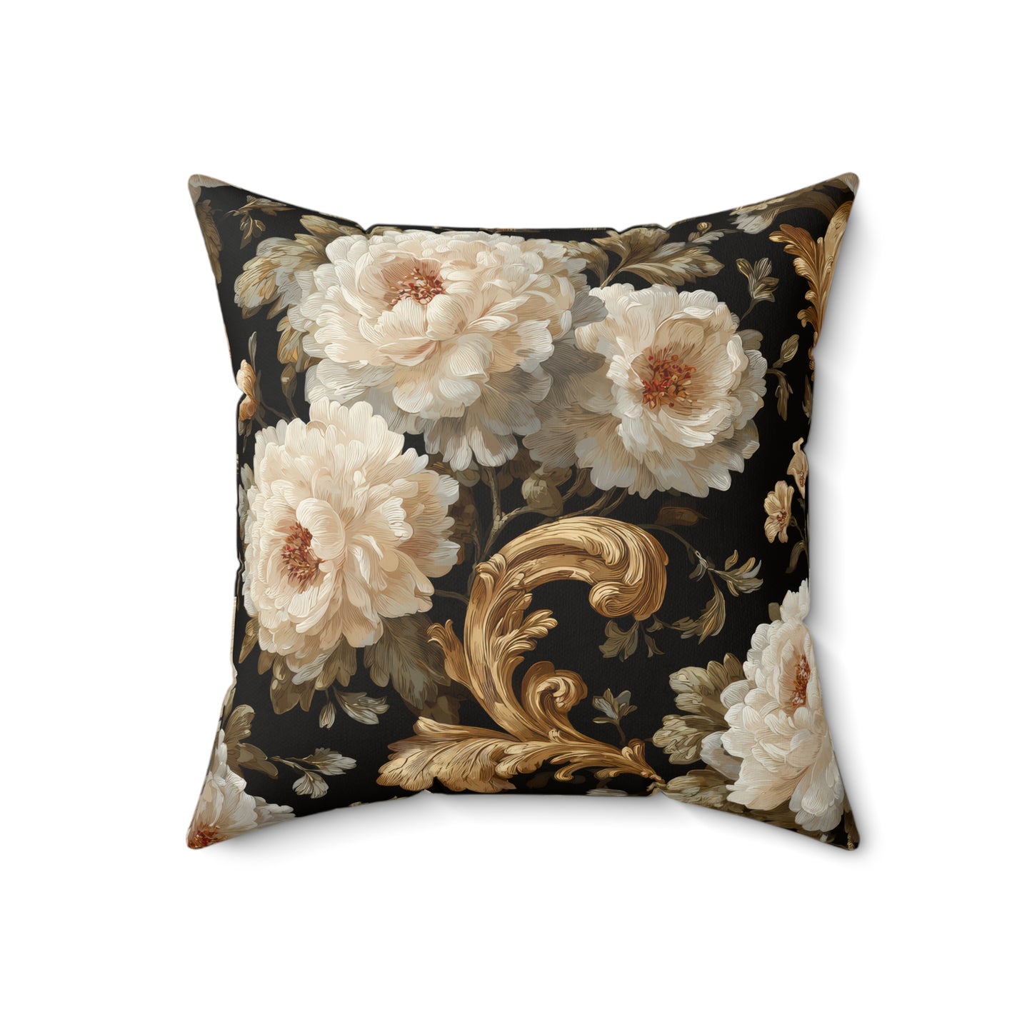 Cushion Cover Baroque Floral Cream Peony Square Decorative Cushion