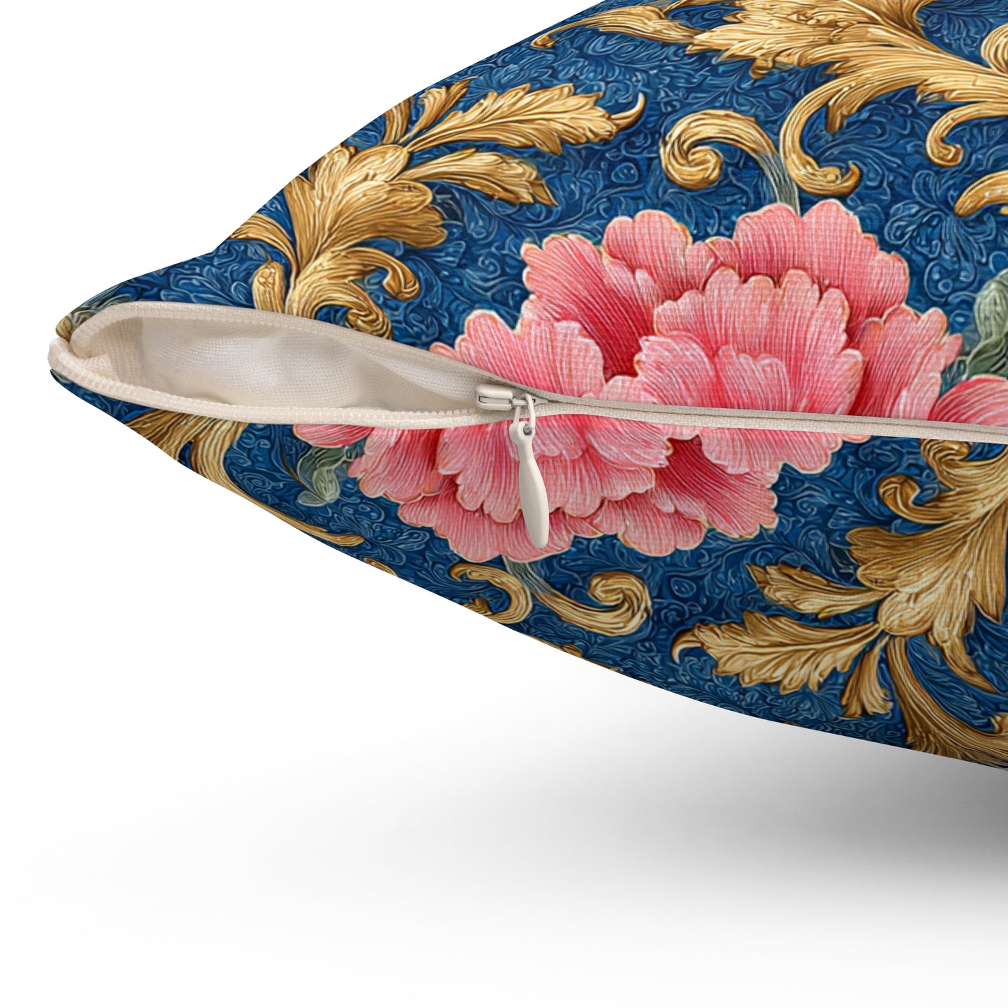 Luxury Baroque Throw Pillow  Garden Coral Peony Floral