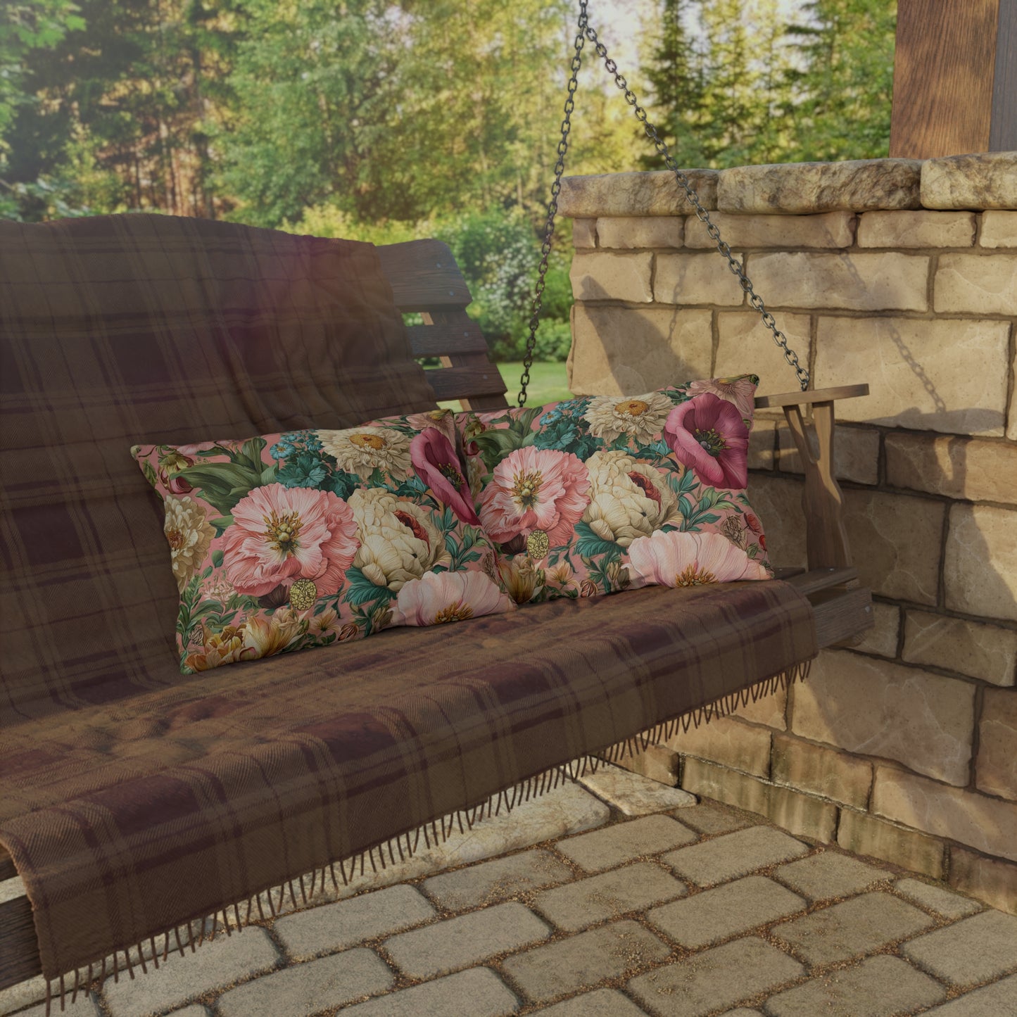 Outdoor Pillow Pink Wildflower Outdoor Italian Style Patio Decor