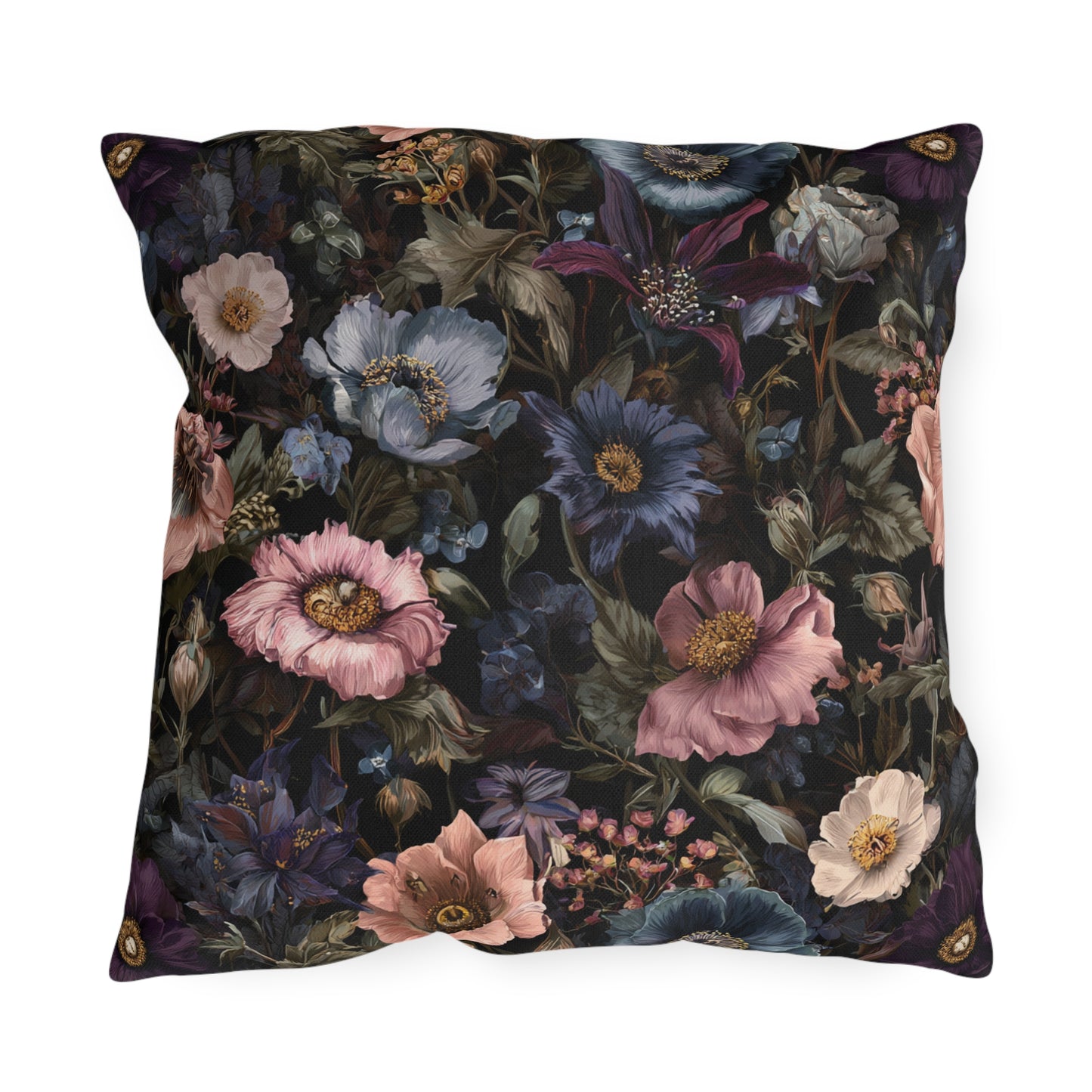 Outdoor Pillow Dark Wildflower Botanical | Grandmillennial Moody Garden Decor