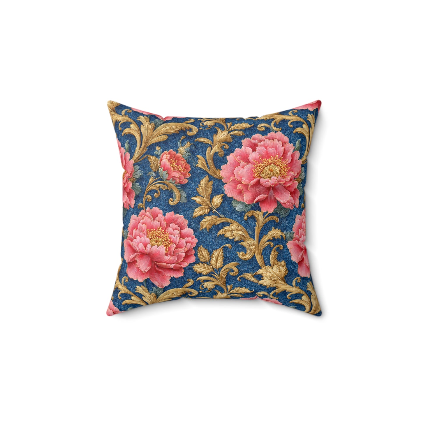 Luxury Baroque Throw Pillow  Garden Coral Peony Floral