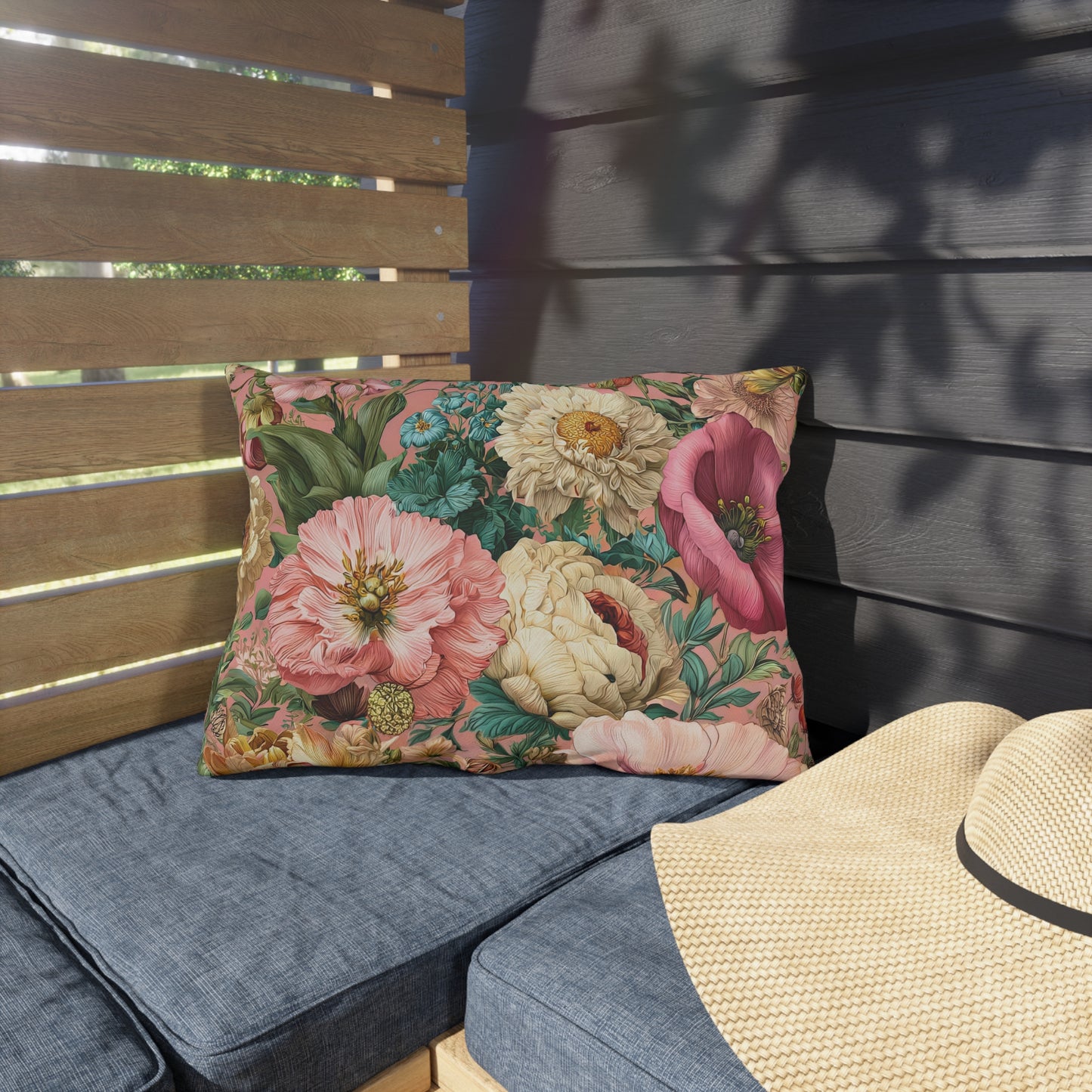 Outdoor Pillow Pink Wildflower Outdoor Italian Style Patio Decor