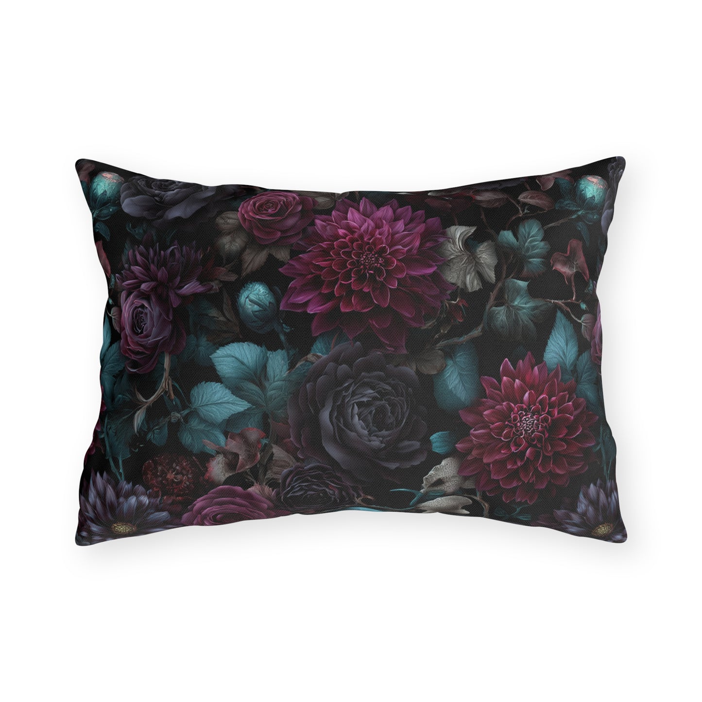 Outdoor pillow Dark Gothic Floral Garden | Whimsigoth Patio Cushion | Dark Academia Home Decor