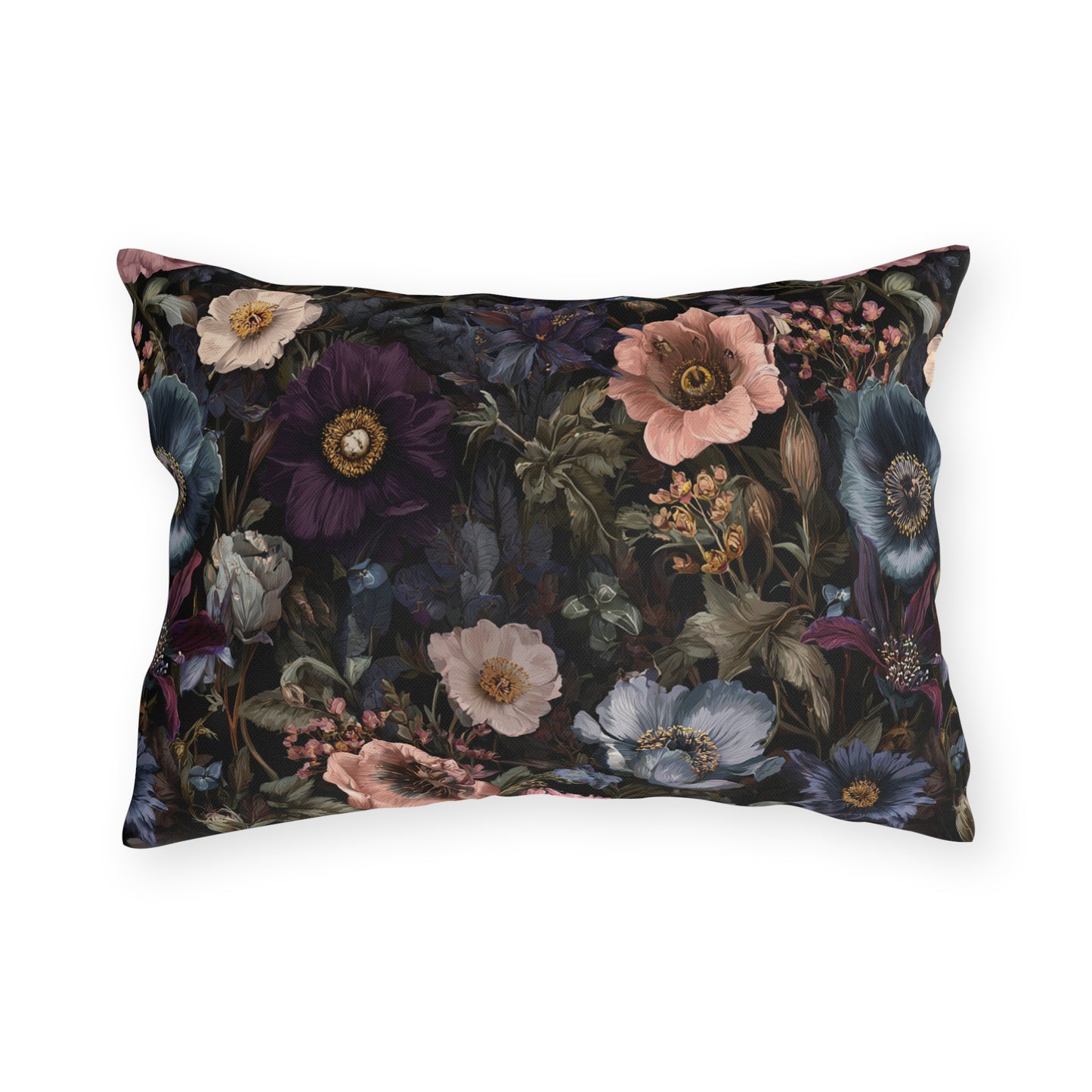 Outdoor Pillow Dark Wildflower Botanical | Grandmillennial Moody Garden Decor