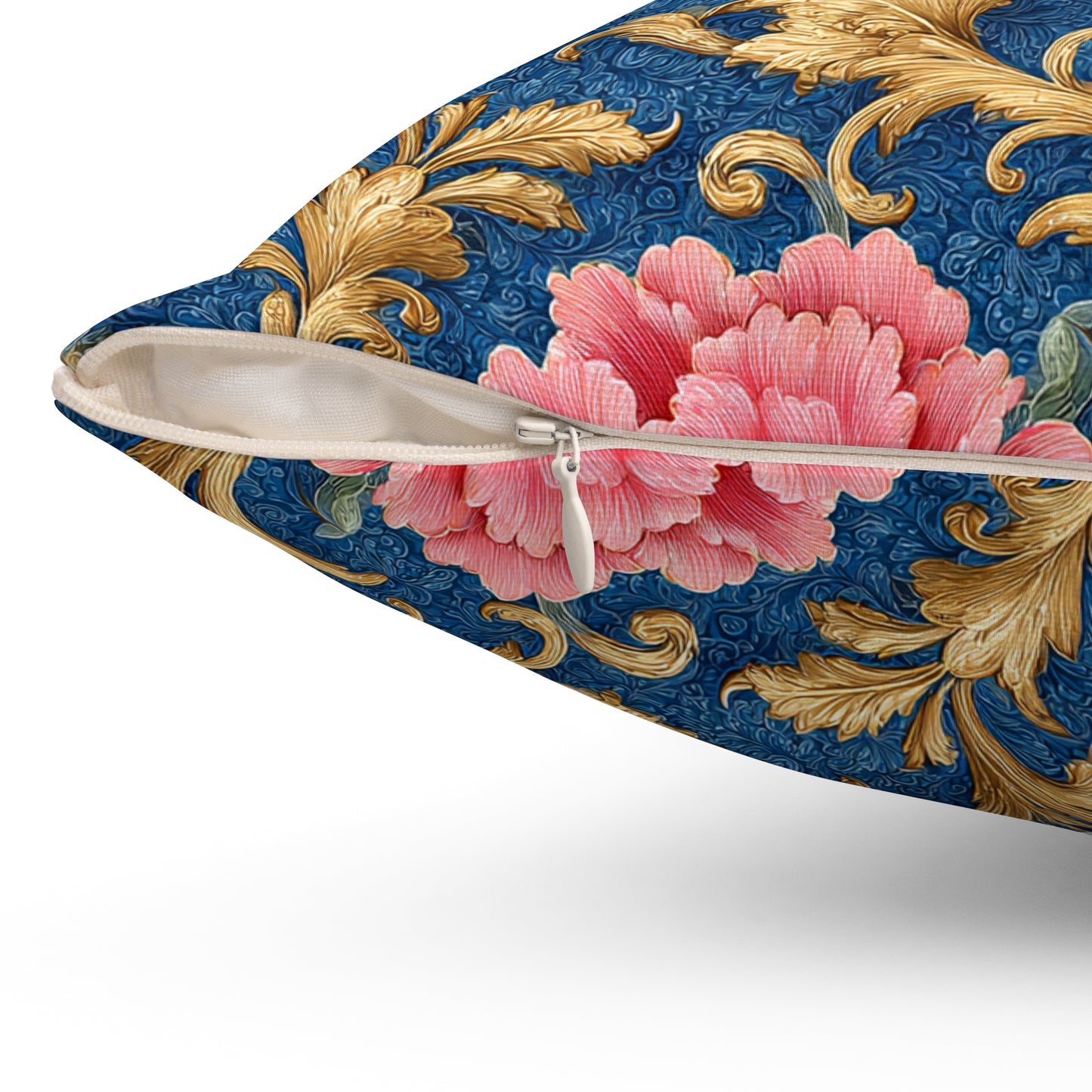 Luxury Baroque Throw Pillow  Garden Coral Peony Floral