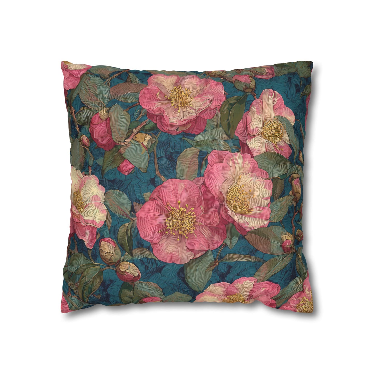 Cushion Cover Floral Camellia Pink Vintage Garden Sofa Accent