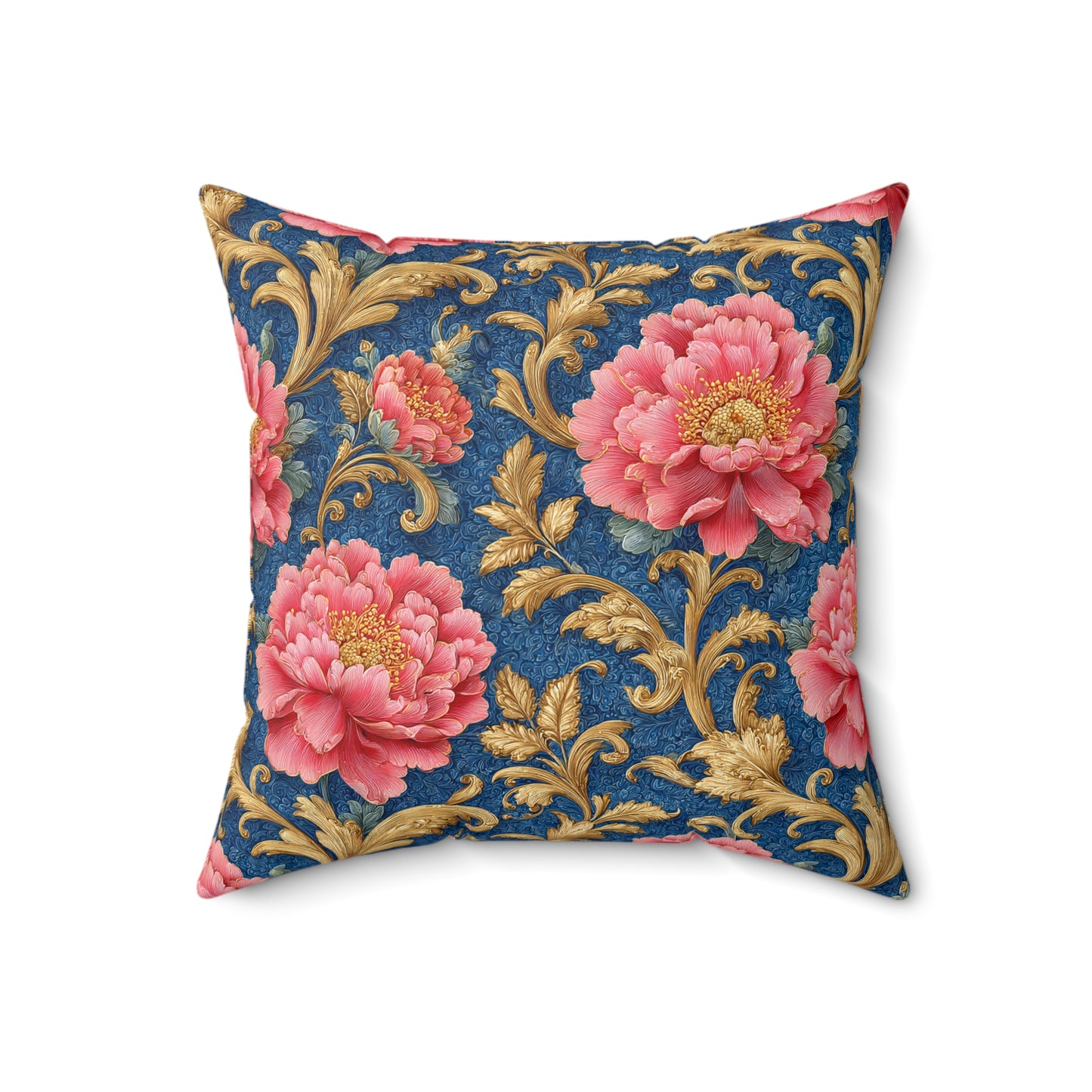 Luxury Baroque Throw Pillow  Garden Coral Peony Floral
