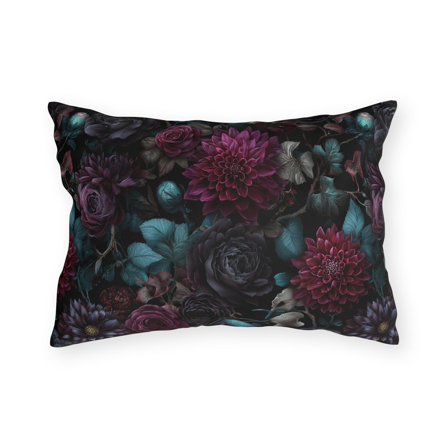Outdoor pillow Dark Gothic Floral Garden | Whimsigoth Patio Cushion | Dark Academia Home Decor