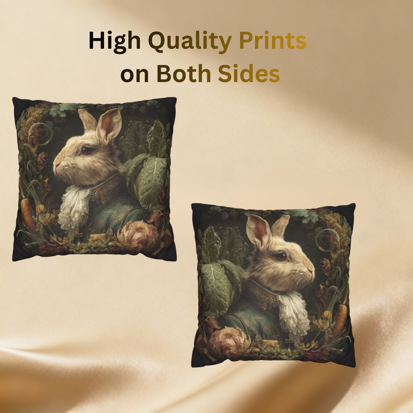 Victorian Rabbit Portrait Faux Suede Pillowcase