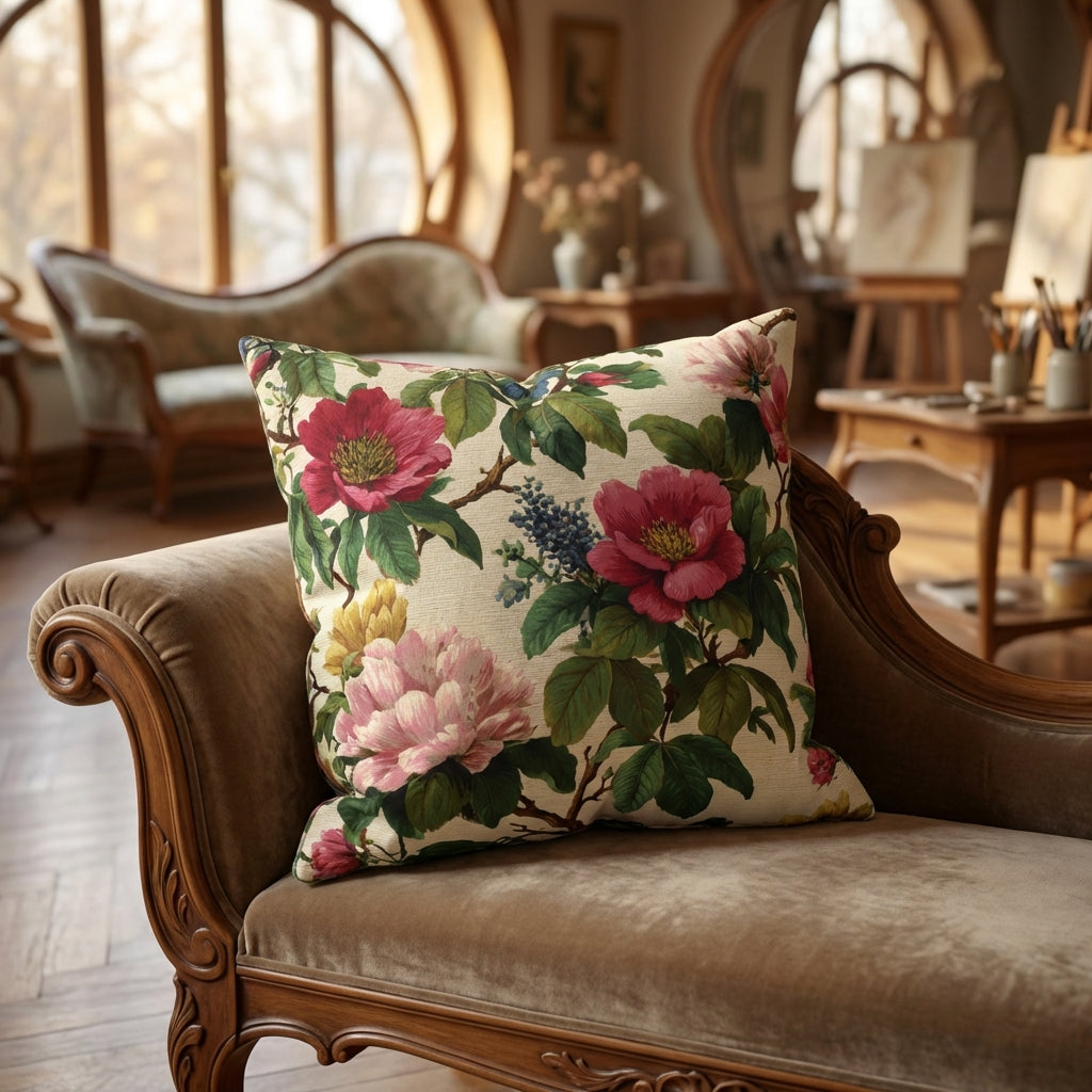 Cushion Cover Vintage Pillow Chintz Floral Print Classic Home Accent Gift
