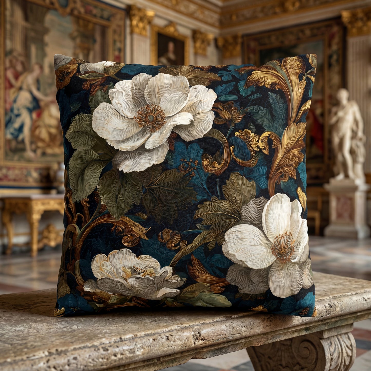 Dramatic Magnolia Faux Suede Square Pillowcase