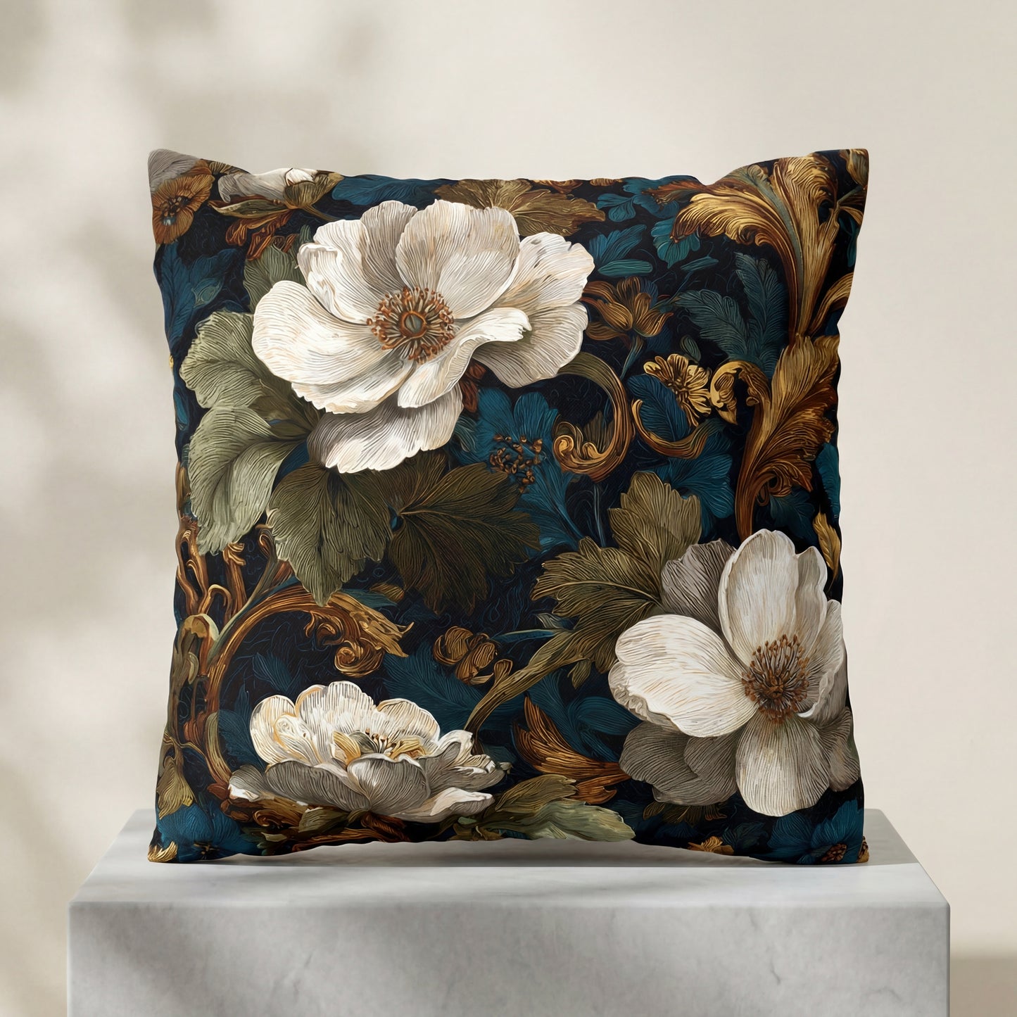 Dramatic Magnolia Faux Suede Square Pillowcase