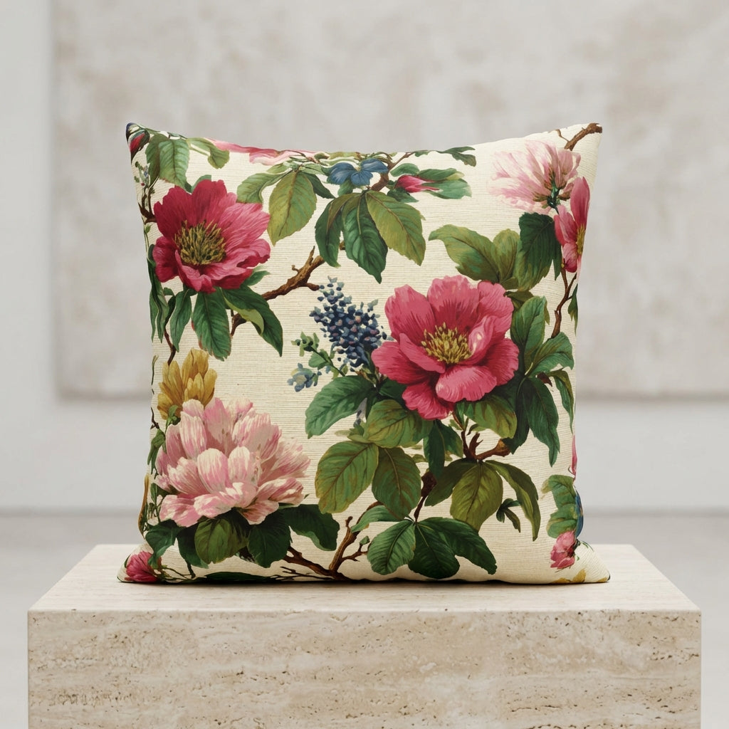 Cushion Cover Vintage Pillow Chintz Floral Print Classic Home Accent Gift