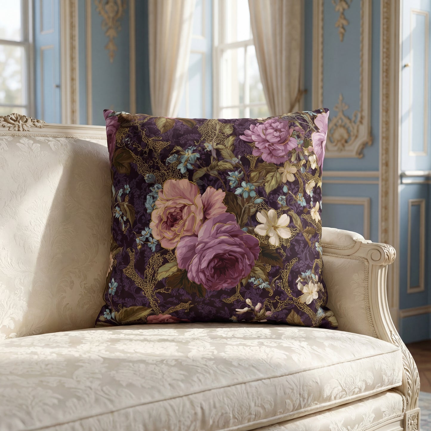 Spring Floral Pillow Cover Vintage English Roses Sofa Accent Cushion Cover