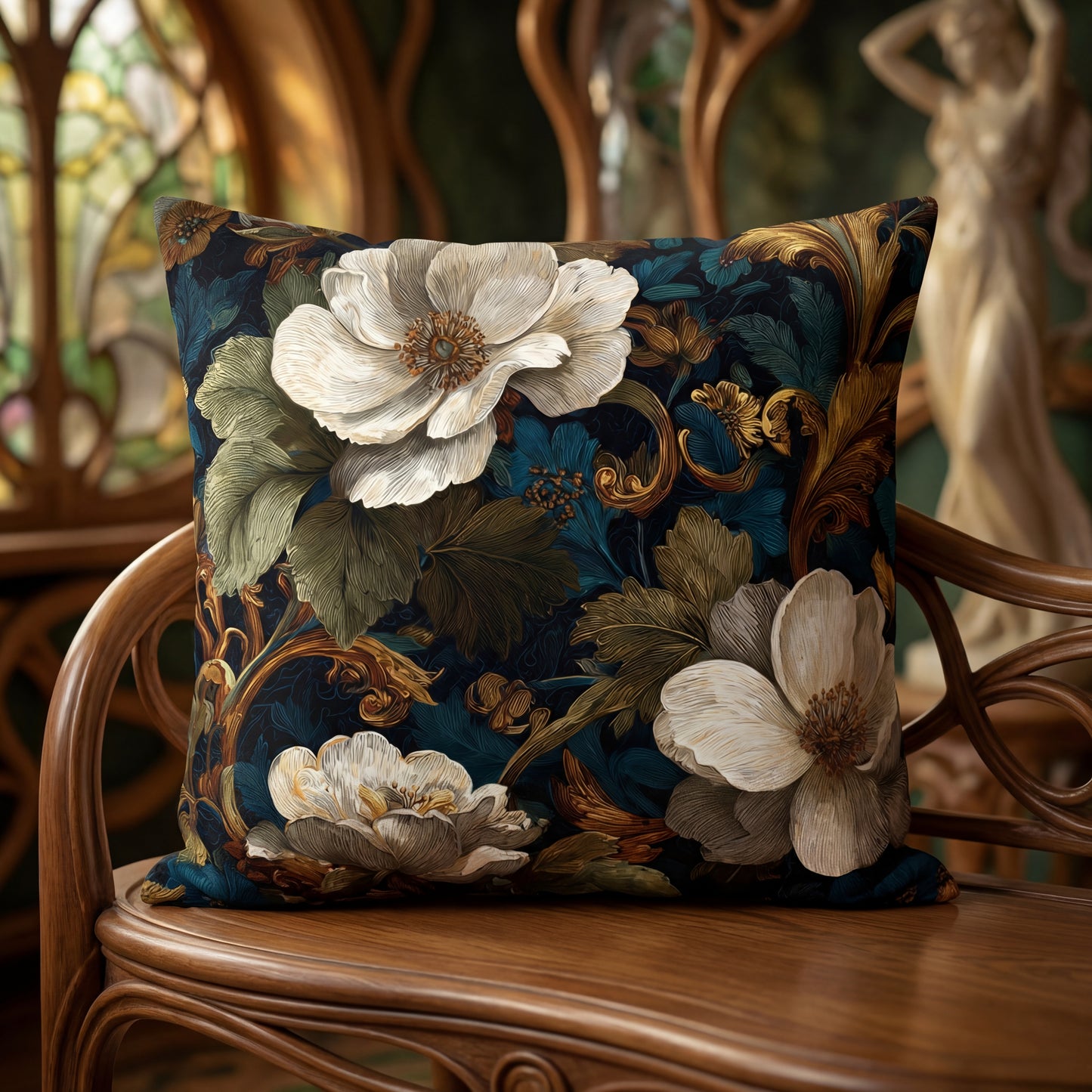 Dramatic Magnolia Faux Suede Square Pillowcase