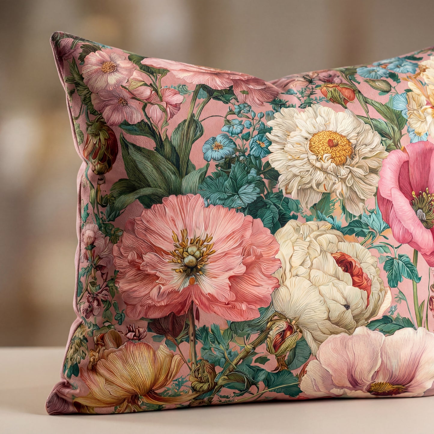 Outdoor Pillow Pink Wildflower Outdoor Italian Style Patio Decor