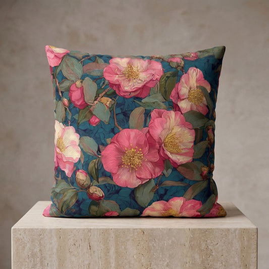 Cushion Cover Floral Camellia Pink Vintage Garden Sofa Accent