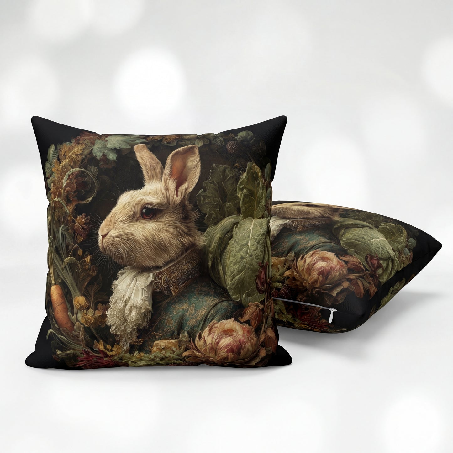 Victorian Rabbit Portrait Faux Suede Pillowcase
