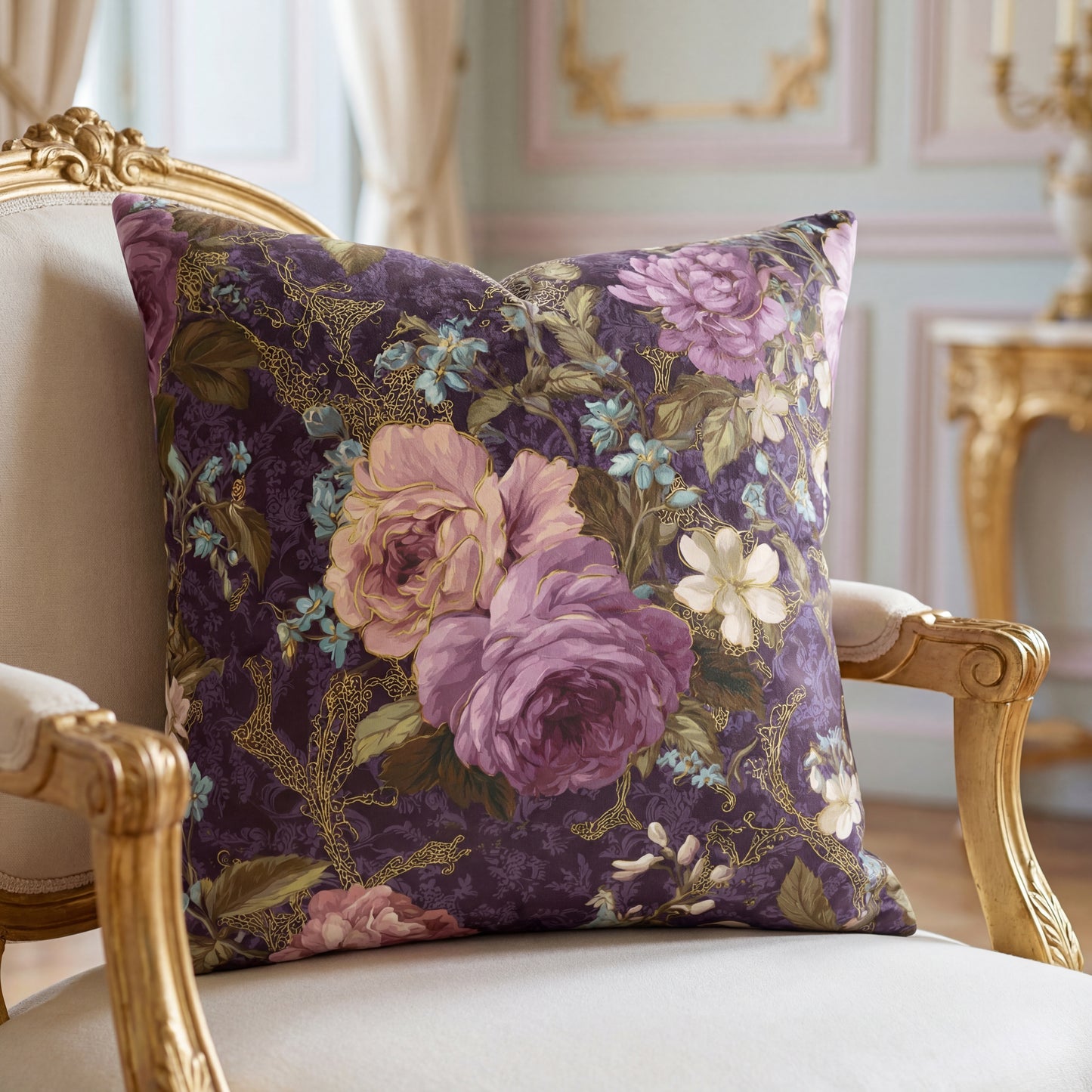 Spring Floral Pillow Cover Vintage English Roses Sofa Accent Cushion Cover
