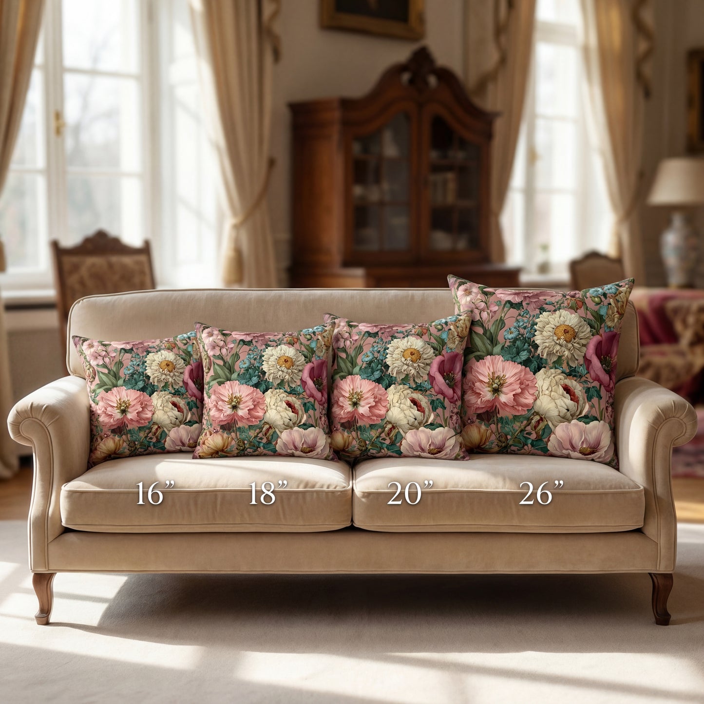 Cushion Cover Pink Wildflower Italian Style Maximalist Home Decor